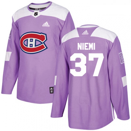 Youth Adidas Montreal Canadiens 37 Antti Niemi Authentic Purple Fights Cancer Practice NHL Jersey