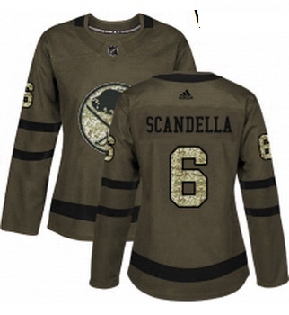 Womens Adidas Buffalo Sabres 6 Marco Scandella Authentic Green Salute to Service NHL Jersey