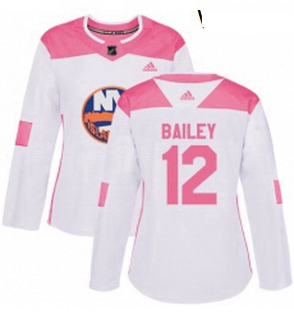 Womens Adidas New York Islanders 12 Josh Bailey Authentic WhitePink Fashion NHL Jersey