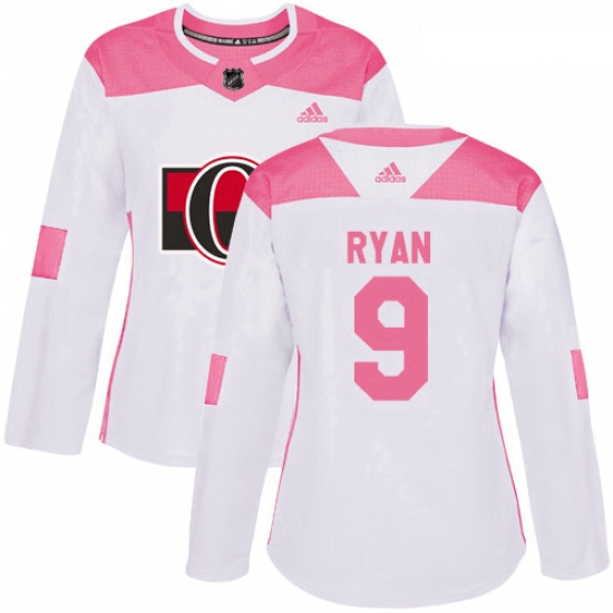 Womens Adidas Ottawa Senators 9 Bobby Ryan Authentic WhitePink Fashion NHL Jersey