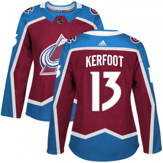 Womens Adidas Colorado Avalanche 13 Alexander Kerfoot Authentic Burgundy Red Home NHL Jersey