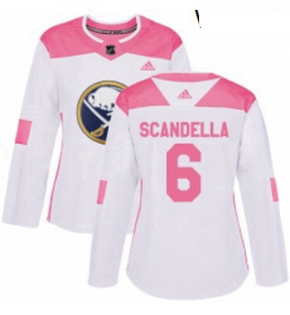 Womens Adidas Buffalo Sabres 6 Marco Scandella Authentic WhitePink Fashion NHL Jersey