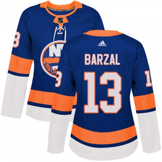 Womens Adidas New York Islanders 13 Mathew Barzal Authentic Royal Blue Home NHL Jersey