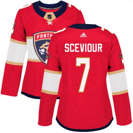 Womens Adidas Florida Panthers 7 Colton Sceviour Authentic Red Home NHL Jersey