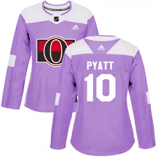 Womens Adidas Ottawa Senators 10 Tom Pyatt Authentic Purple Fights Cancer Practice NHL Jersey