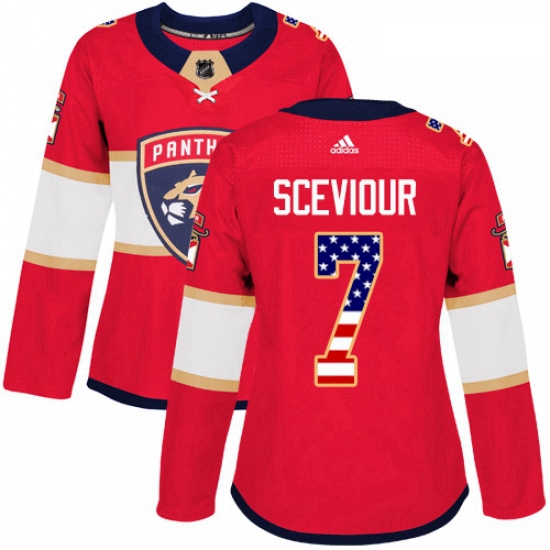 Womens Adidas Florida Panthers 7 Colton Sceviour Authentic Red USA Flag Fashion NHL Jersey