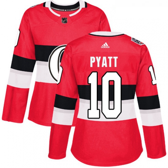 Womens Adidas Ottawa Senators 10 Tom Pyatt Authentic Red 2017 100 Classic NHL Jersey