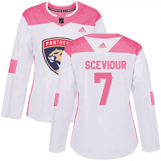 Womens Adidas Florida Panthers 7 Colton Sceviour Authentic WhitePink Fashion NHL Jersey