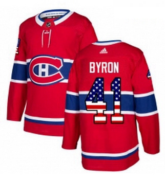 Youth Adidas Montreal Canadiens 41 Paul Byron Authentic Red USA Flag Fashion NHL Jersey