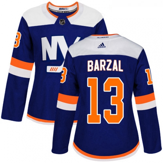 Womens Adidas New York Islanders 13 Mathew Barzal Premier Blue Alternate NHL Jersey