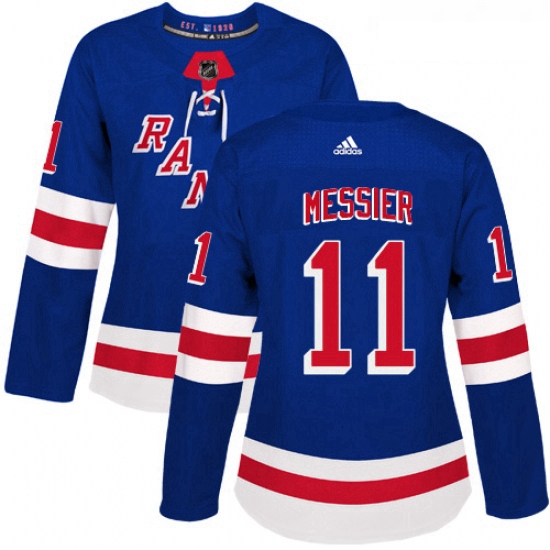 Womens Adidas New York Rangers 11 Mark Messier Authentic Royal Blue Home NHL Jersey