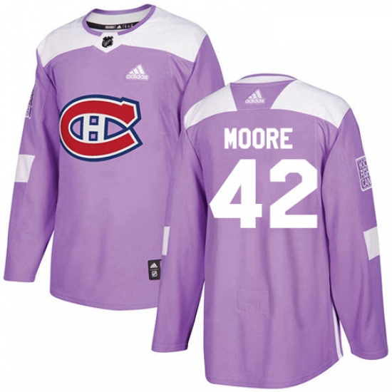 Youth Adidas Montreal Canadiens 42 Dominic Moore Authentic Purple Fights Cancer Practice NHL Jersey