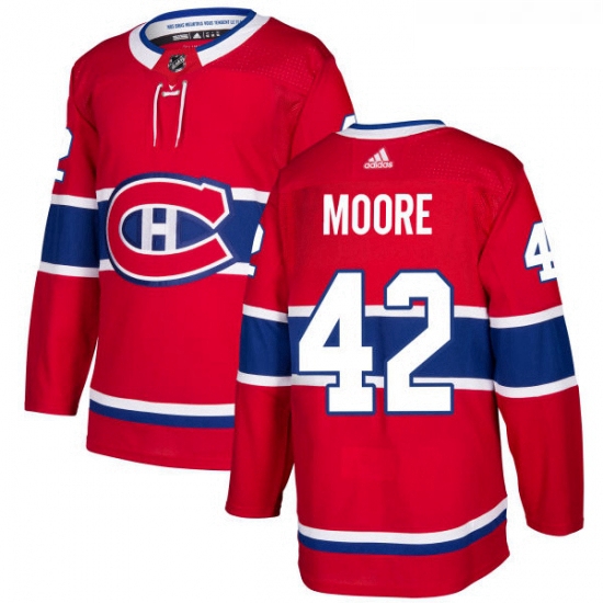 Youth Adidas Montreal Canadiens 42 Dominic Moore Authentic Red Home NHL Jersey