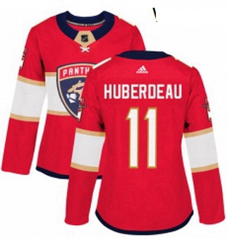 Womens Adidas Florida Panthers 11 Jonathan Huberdeau Authentic Red Home NHL Jersey