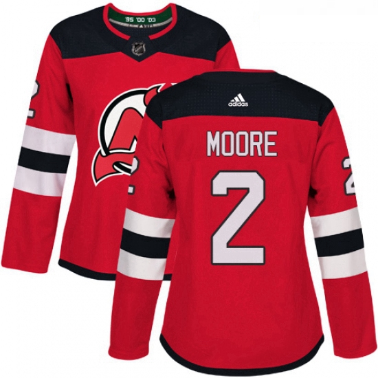 Womens Adidas New Jersey Devils 2 John Moore Authentic Red Home 
