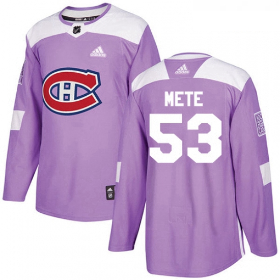 Youth Adidas Montreal Canadiens 53 Victor Mete Authentic Purple Fights Cancer Practice NHL Jersey