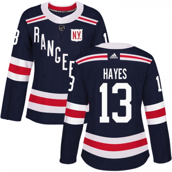 Womens Adidas New York Rangers 13 Kevin Hayes Authentic Navy Blue 2018 Winter Classic NHL Jersey