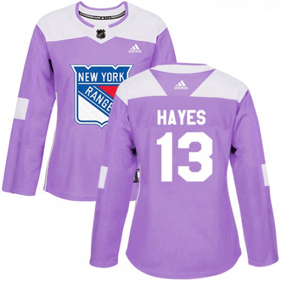 Womens Adidas New York Rangers 13 Kevin Hayes Authentic Purple F