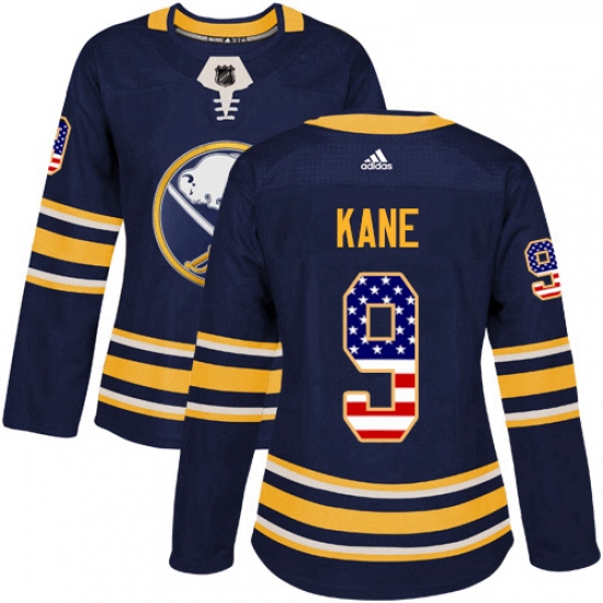 Womens Adidas Buffalo Sabres 9 Evander Kane Authentic Navy Blue 