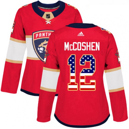 Womens Adidas Florida Panthers 12 Ian McCoshen Authentic Red USA Flag Fashion NHL Jersey