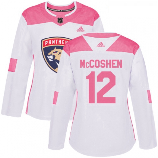 Womens Adidas Florida Panthers 12 Ian McCoshen Authentic WhitePink Fashion NHL Jersey