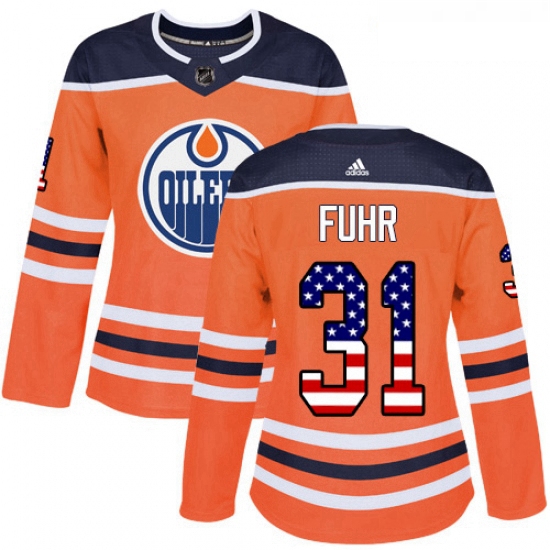 Womens Adidas Edmonton Oilers 31 Grant Fuhr Authentic Orange USA