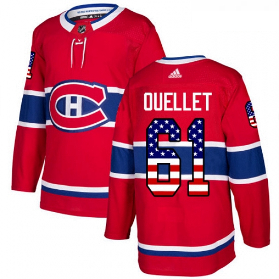 Youth Adidas Montreal Canadiens 61 Xavier Ouellet Authentic Red USA Flag Fashion NHL Jersey