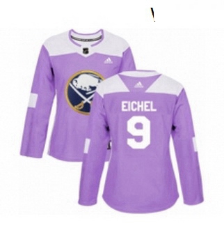 Womens Adidas Buffalo Sabres 9 Jack Eichel Authentic Purple Fights Cancer Practice NHL Jersey