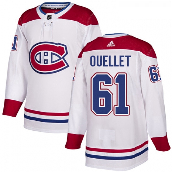 Youth Adidas Montreal Canadiens 61 Xavier Ouellet Authentic White Away NHL Jersey