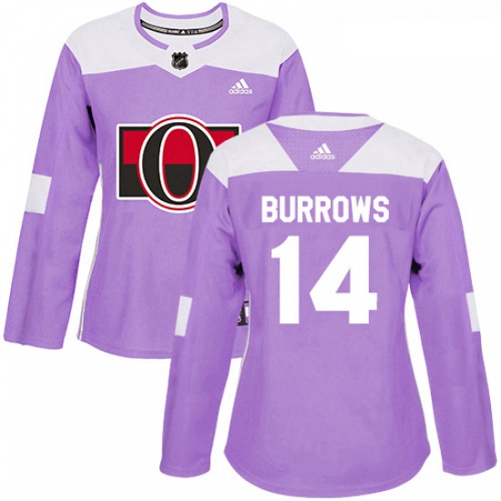 Womens Adidas Ottawa Senators 14 Alexandre Burrows Authentic Purple Fights Cancer Practice NHL Jerse