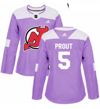 Womens Adidas New Jersey Devils 5 Dalton Prout Authentic Purple Fights Cancer Practice NHL Jersey