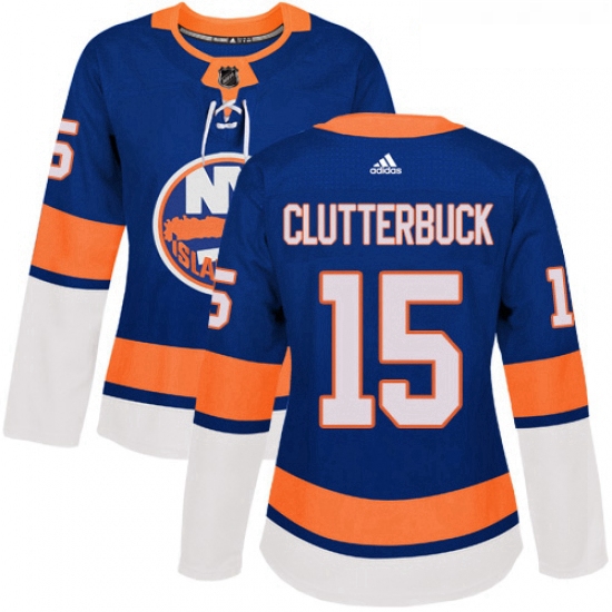 Womens Adidas New York Islanders 15 Cal Clutterbuck Authentic Royal Blue Home NHL Jersey