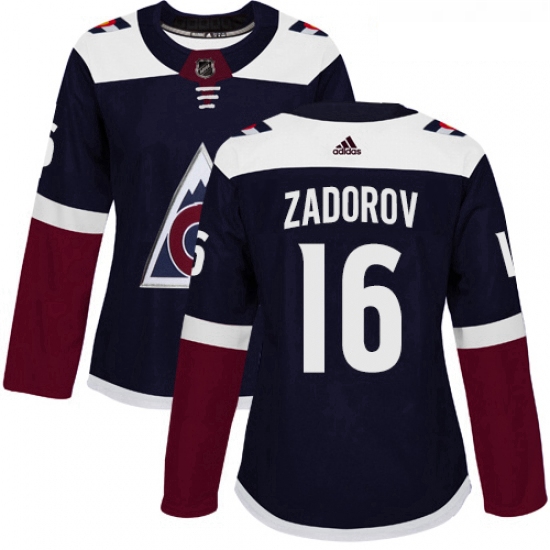 Womens Adidas Colorado Avalanche 16 Nikita Zadorov Authentic Navy Blue Alternate NHL Jersey