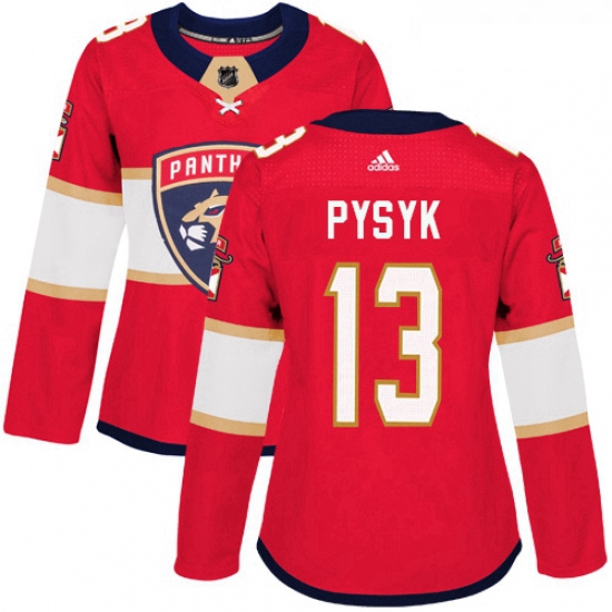 Womens Adidas Florida Panthers 13 Mark Pysyk Premier Red Home NHL Jersey