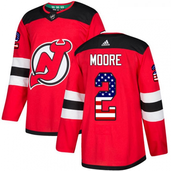 Youth Adidas New Jersey Devils 2 John Moore Authentic Red USA Flag Fashion NHL Jersey