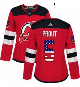 Womens Adidas New Jersey Devils 5 Dalton Prout Authentic Red USA Flag Fashion NHL Jersey