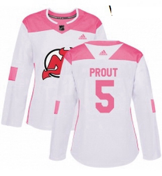 Womens Adidas New Jersey Devils 5 Dalton Prout Authentic WhitePink Fashion NHL Jersey