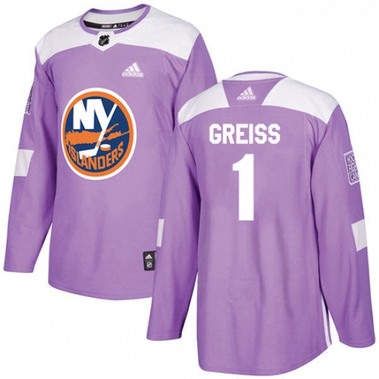 Youth Adidas New York Islanders 1 Thomas Greiss Authentic Purple Fights Cancer Practice NHL Jersey