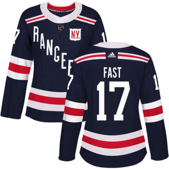 Womens Adidas New York Rangers 17 Jesper Fast Authentic Navy Blue 2018 Winter Classic NHL Jersey