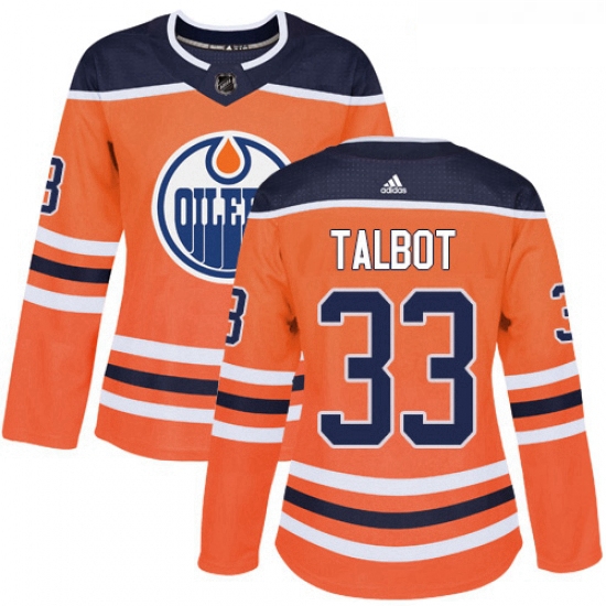 Womens Adidas Edmonton Oilers 33 Cam Talbot Authentic Orange Home NHL Jersey