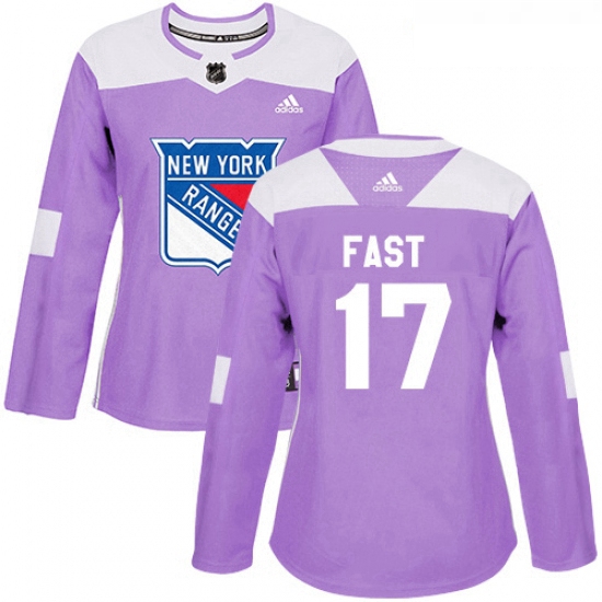 Womens Adidas New York Rangers 17 Jesper Fast Authentic Purple F