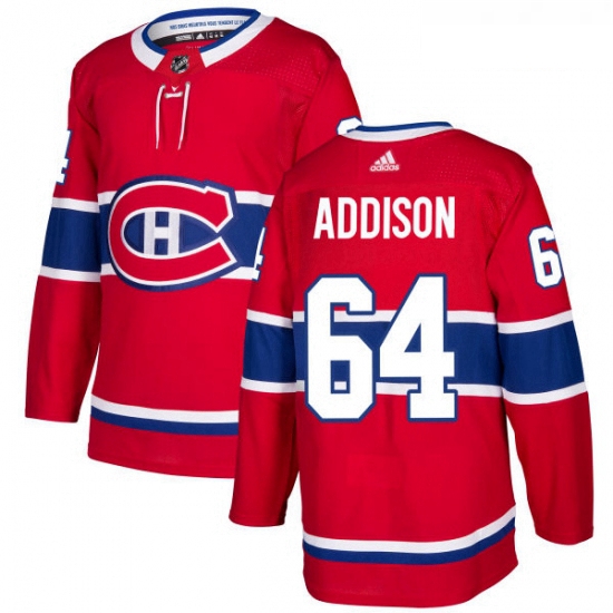 Youth Adidas Montreal Canadiens 64 Jeremiah Addison Authentic Red Home NHL Jersey