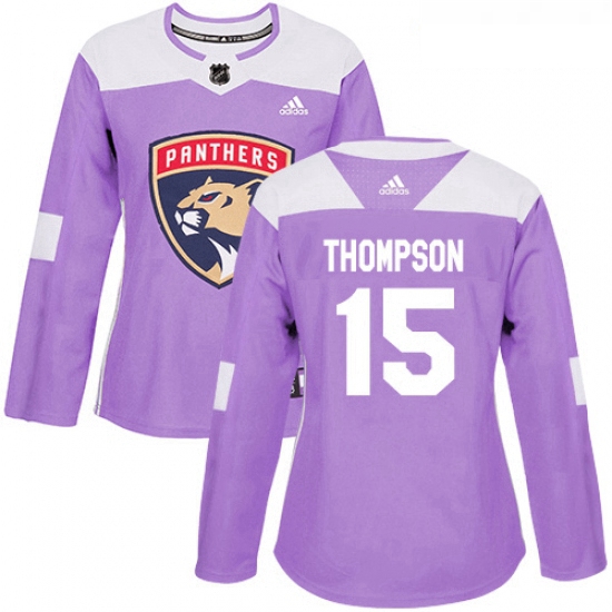 Womens Adidas Florida Panthers 15 Paul Thompson Authentic Purple Fights Cancer Practice NHL Jersey