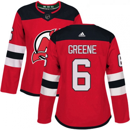 Womens Adidas New Jersey Devils 6 Andy Greene Authentic Red Home NHL Jersey