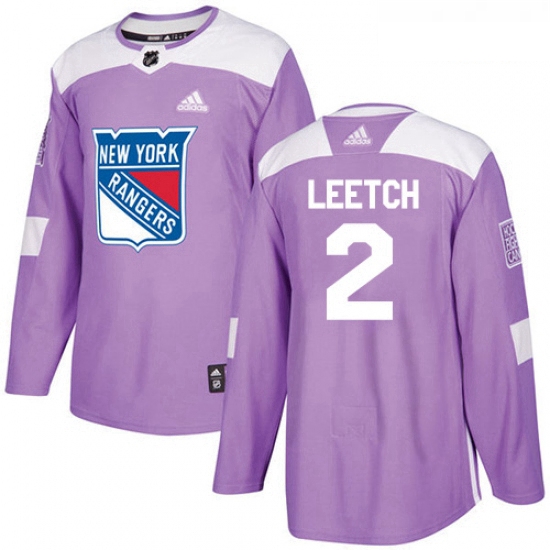 Youth Adidas New York Rangers 2 Brian Leetch Authentic Purple Fights Cancer Practice NHL Jersey