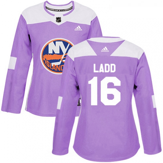 Womens Adidas New York Islanders 16 Andrew Ladd Authentic Purple Fights Cancer Practice NHL Jersey