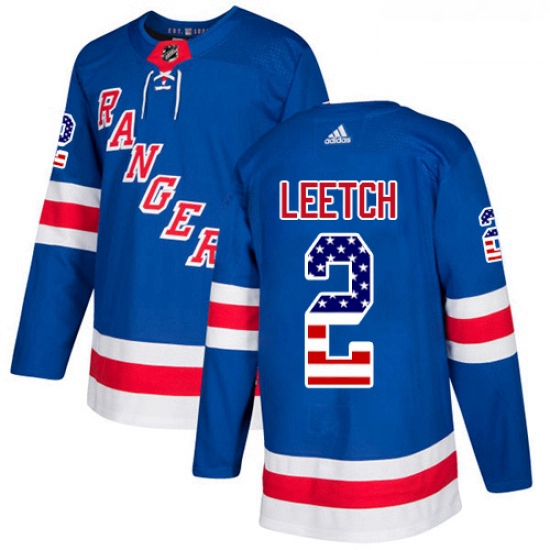 Youth Adidas New York Rangers 2 Brian Leetch Authentic Royal Blue USA Flag Fashion NHL Jersey