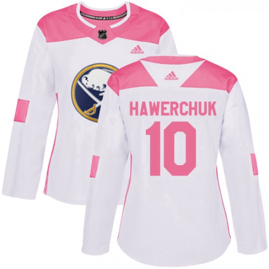 Womens Adidas Buffalo Sabres 10 Dale Hawerchuk Authentic WhitePink Fashion NHL Jersey