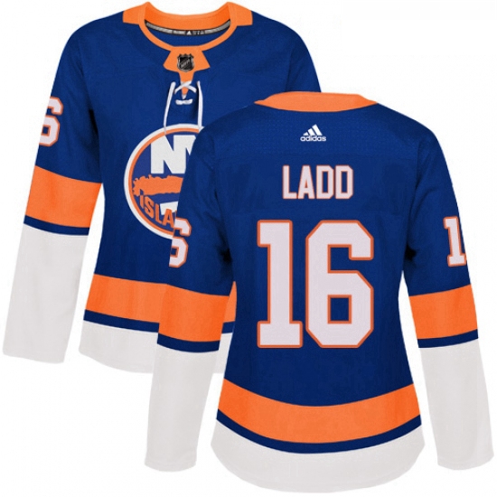 Womens Adidas New York Islanders 16 Andrew Ladd Authentic Royal Blue Home NHL Jersey