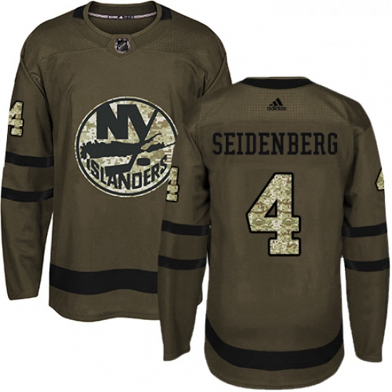 Youth Adidas New York Islanders 4 Dennis Seidenberg Authentic Green Salute to Service NHL Jersey